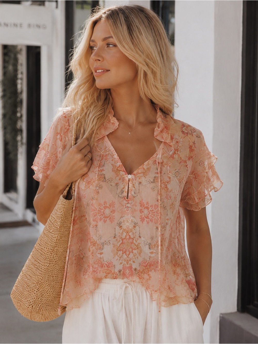 Secret Mission Silk Top, Silk Tank Lined, Ruffle Detailing, $723MSRP